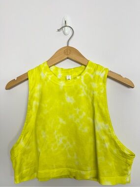 Lululemon All Yours Cropped Cotton Tank Top Marmoleado Highlight Yellow Sz 2